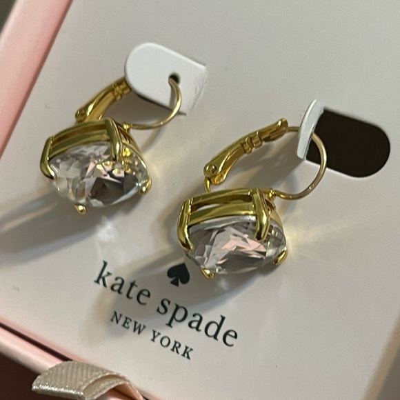 Kate spade earring Gold Clear with pink box - Picture 4 of 4